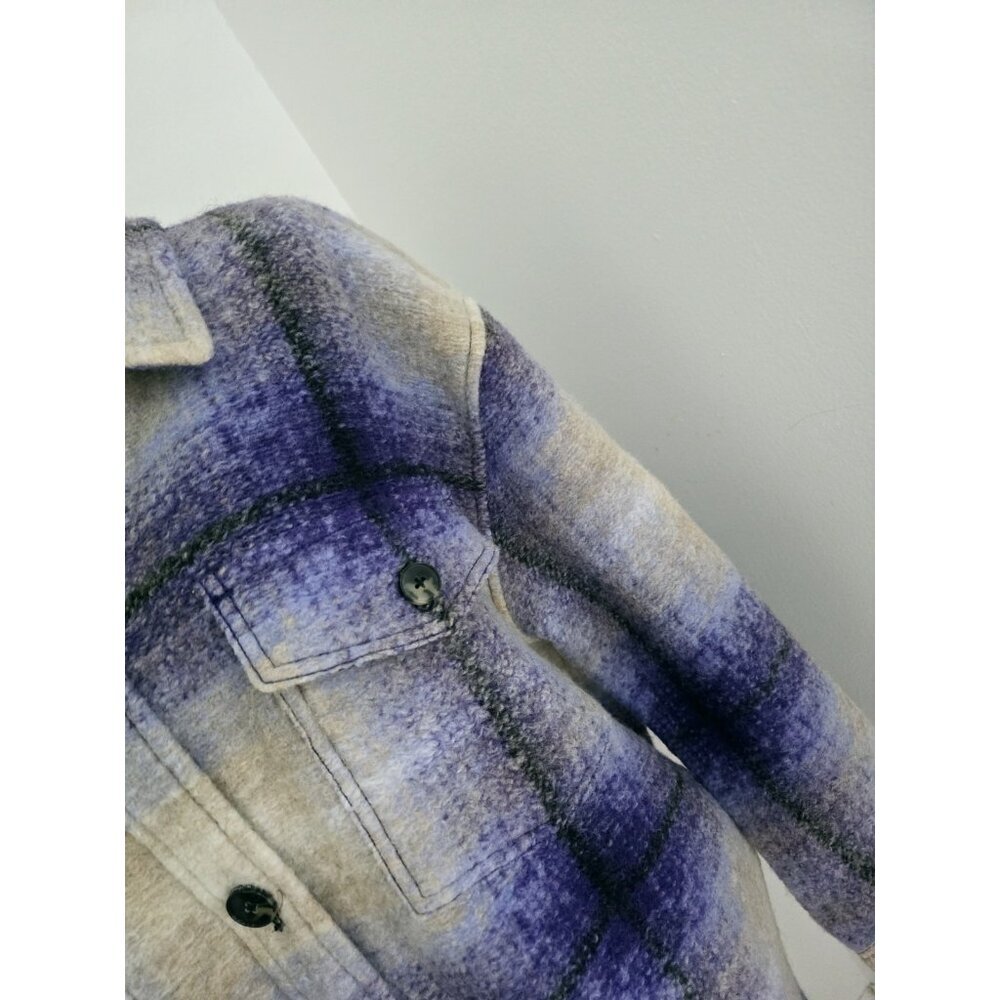Wilfred Free The Ganna Aritzia Wool Plaid Elaine Violet Purple Shirt Jacket XL - Picture 4 of 13